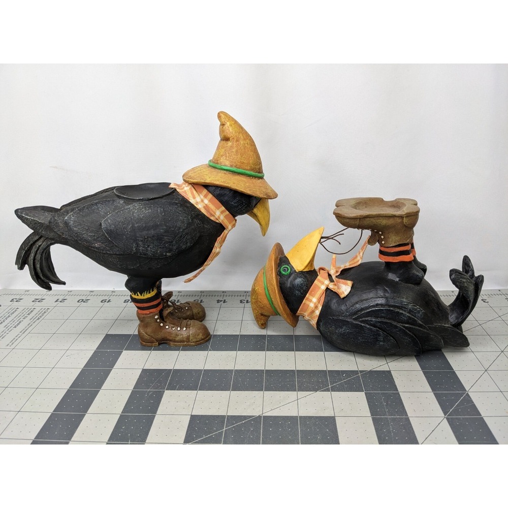 Dept 56 Crow Candle Holder Lot of 2 READ Damage